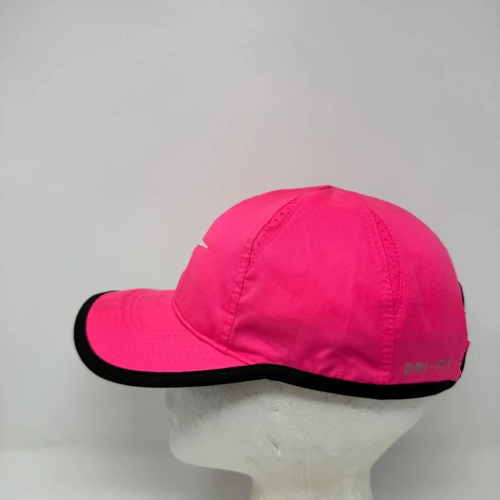 Nike Featherlight Dri-FIT Running Hat Pink Black Youth 4/6X Adjustable Cap